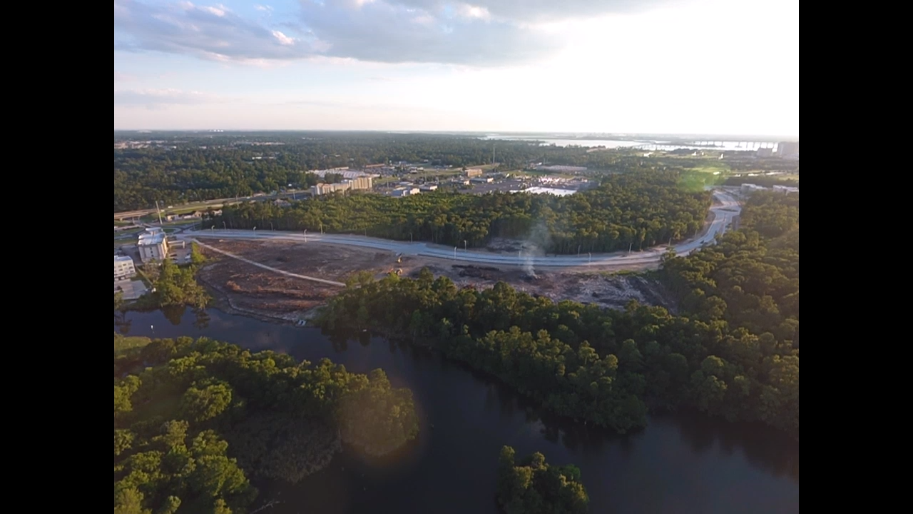 Drone Photo facing west from the East side of Contraband Bayou